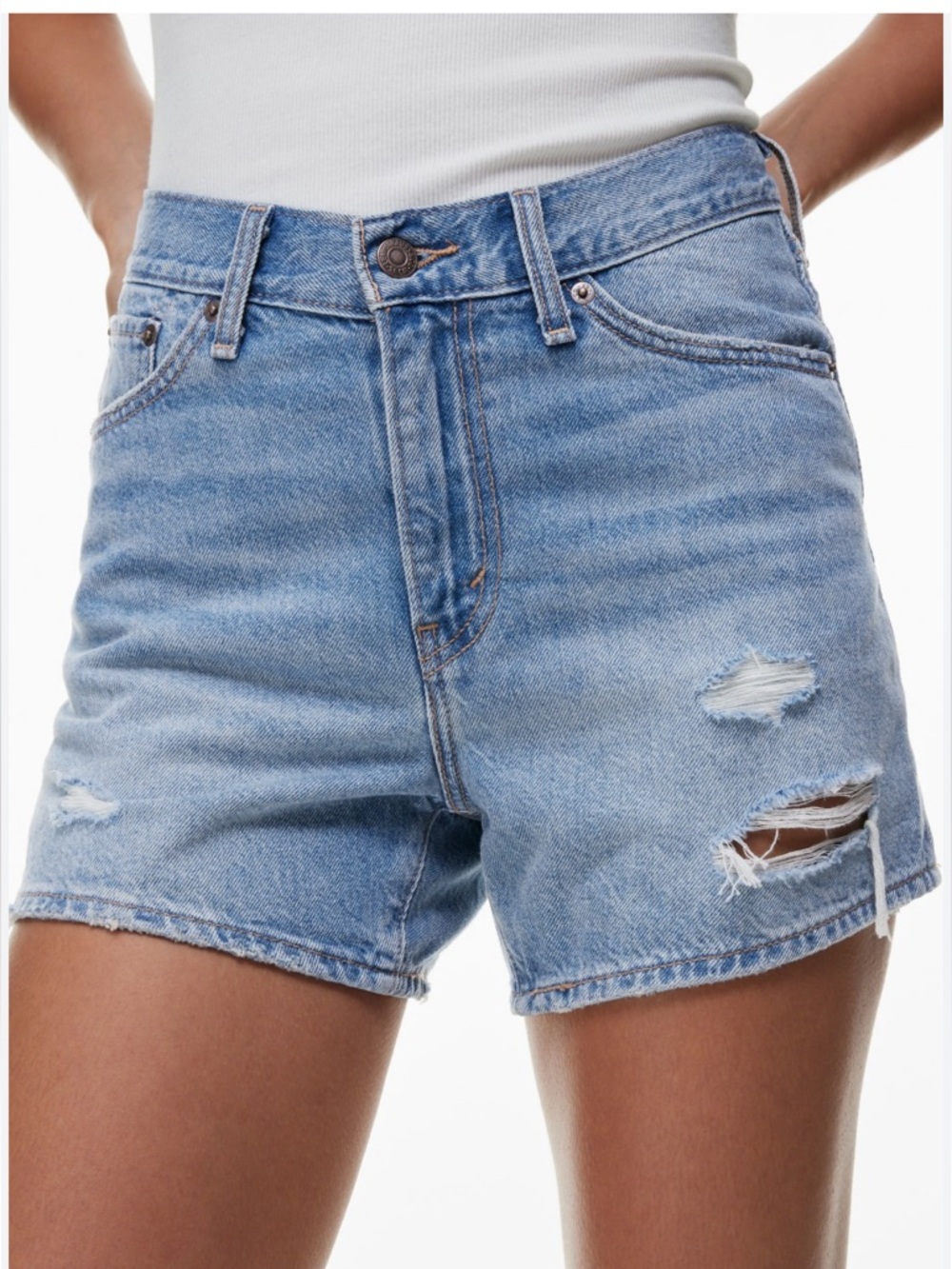 Light Blue Distressed Denim Jean Shorts